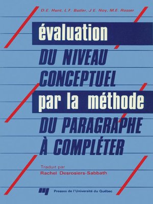 cover image of Évaluation du niveau conceptuel par la méthode du paragraphe à compléter